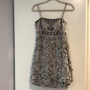 Sue Wong silver beaded and embellished cocktail dress - beautiful!